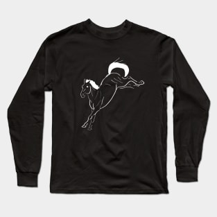 White line art bucking horse Long Sleeve T-Shirt